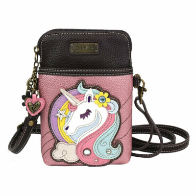 Chala Cellphone Crossbody Unicorn Purse Convertible Strap Pink 5''x7.5''x1'' NWT