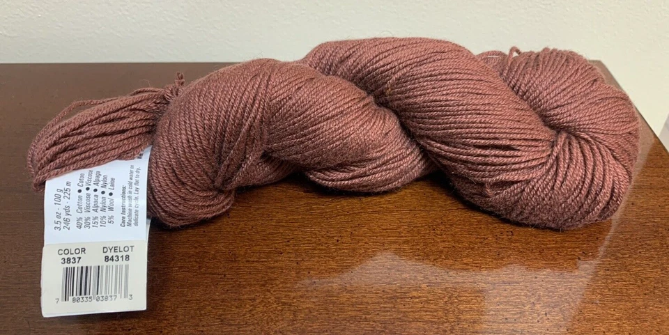 New Berroco Fiora Yarn Skein Cotton Alpaca Wool Color # 3837 Rust Brown 100g - Image 3 of 3