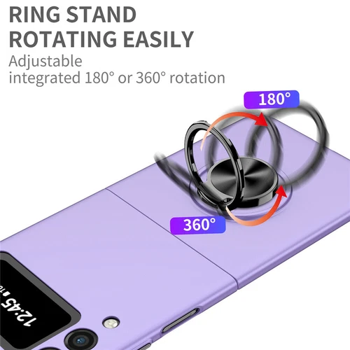 For-Samsung Galaxy Z Flip 4 3 5G Slim Matte Hard Case with Ring+Screen Protector - Picture 81 of 94