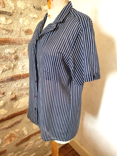 Cacharel chemise manches courtes coton VINTAGE 70 80 Cacharel blouse T.40 size M - Picture 5 of 11