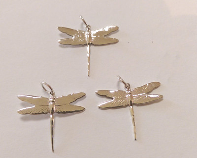 Sterling Silver Dragon Fly Pendants/Charms: 3 Pieces