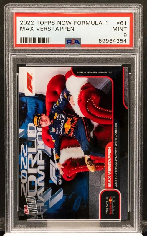 2022 TOPPS NOW FORMULA 1 2022 DRIVERS WORLD CHAMPION #61 MAX VERSTAPPEN PSA 9