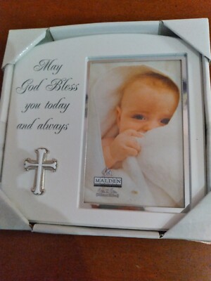 MALDEN ''MAY GOD BLESS YOU TODAY AND ALWAYS '' 4''X6'' BABY PHOTO FRAME