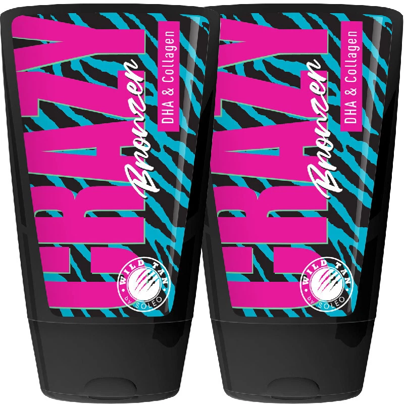 WILD TAN CRAZY BRONZER (2x 125ml=250ml) Solarium Cosmetico Lozione Abbronzante