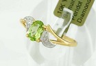 GENUINE 0.68 Cts PERIDOT & DIAMOND RING 10K GOLD - Free Certificate Appraisal — photo 2