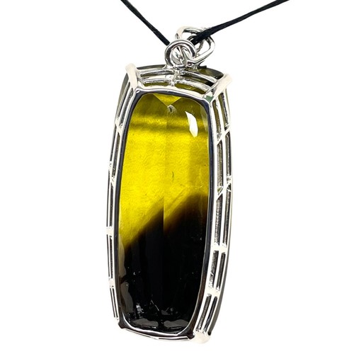 Ciondolo Argento Sterling 925 Quarzo Limone Bio Naturale Certificato 29,54 Gms 48x20mm - Foto 8 di 12