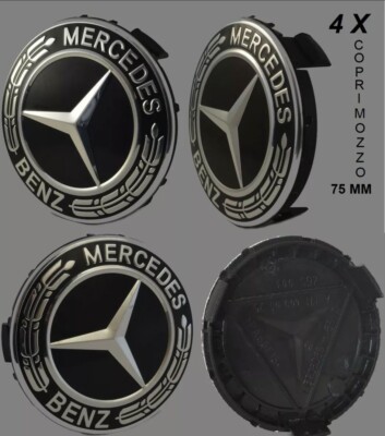 Kit 4 Copri Mozzo Coprimozzi Tappo Mercedes 75mm Cerchi In Lega Classe - Foto 6