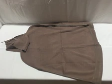 P547 CHICOS Faux Leather Cape Sweater  / Poncho Taupe Womens Size XXS/XS