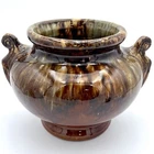 Vintage Brush McCoy Art Pottery Jardiniere Planter Vase Onyx Glaze Drip Glaze