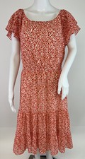 J. Crew Factory Tiered Midi Dress Coral (orange/red) Floral L6964 Size 8 NWT