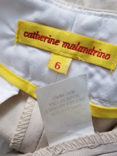CATHARINE MALANDRINO Beige Cotton Wide Leg Cuffed Pants Sz 6 - Picture 9 of 9