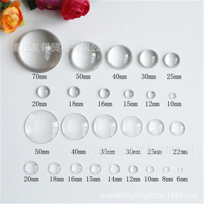 1Pack round Flat Back Glass Cabochon 12Mm 20Mm 25Mm Transparent Clear Crystal Ca