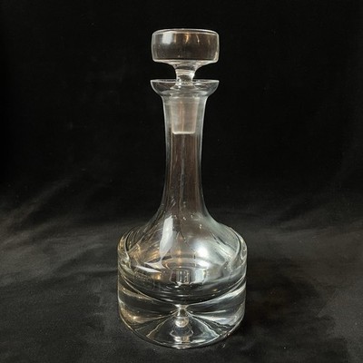 Krosno Poland Crystal Decanter Heavy Bubble Base Liquor Carafe Flat Top Stopper