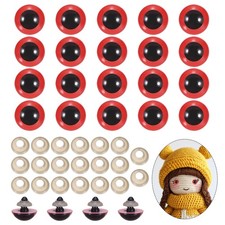 22mm Safety Eyes, 20Pcs Realistic Doll Crocheting Safety Eyes Red