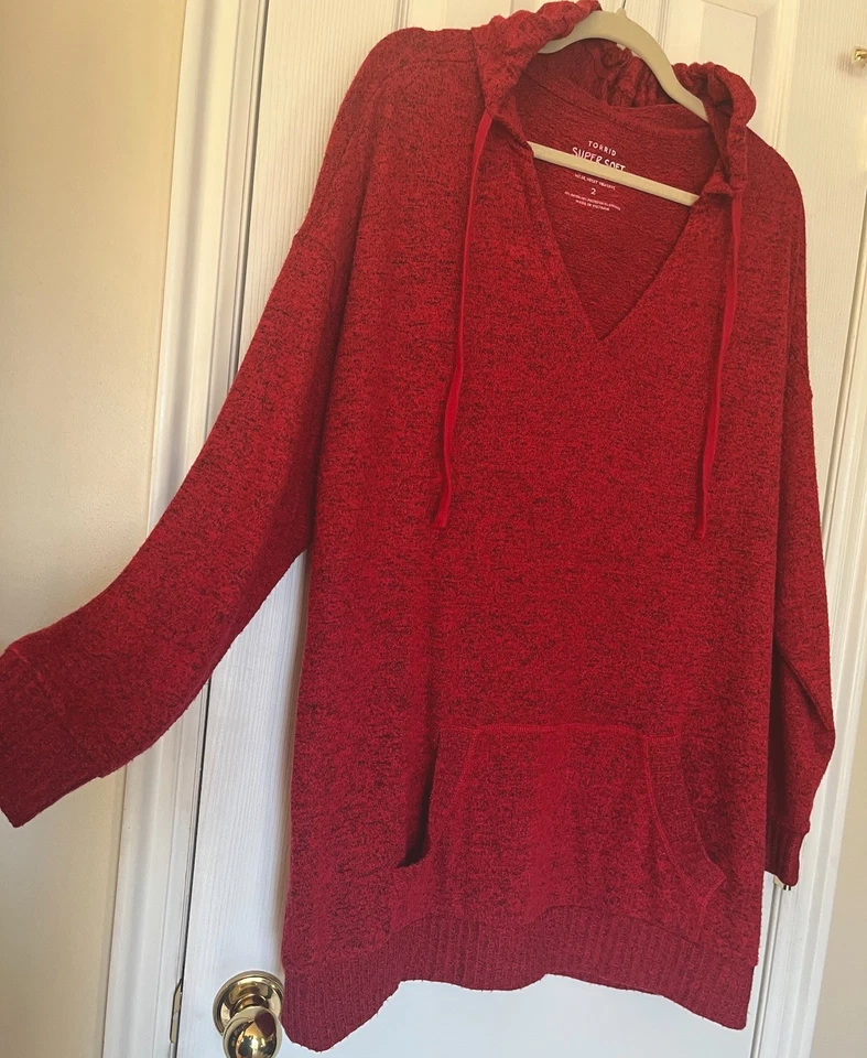 Torrid Hoodie - Plus Size 2X - Red/Black - Preowned - Super Soft - Long Sleeves - Image 2 of 4