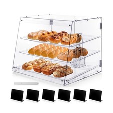 3-Tray Bakery Display Case, Acrylic Clear Display Case Countertop for Bread P...