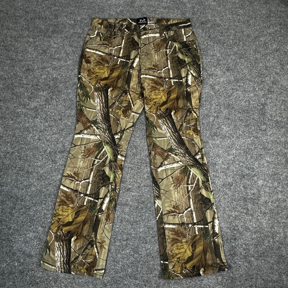 Realtree Camo Pants Ladies 12 Brown Green Camouflage Hunting 5 Pocket Outdoor - Image 2 of 4