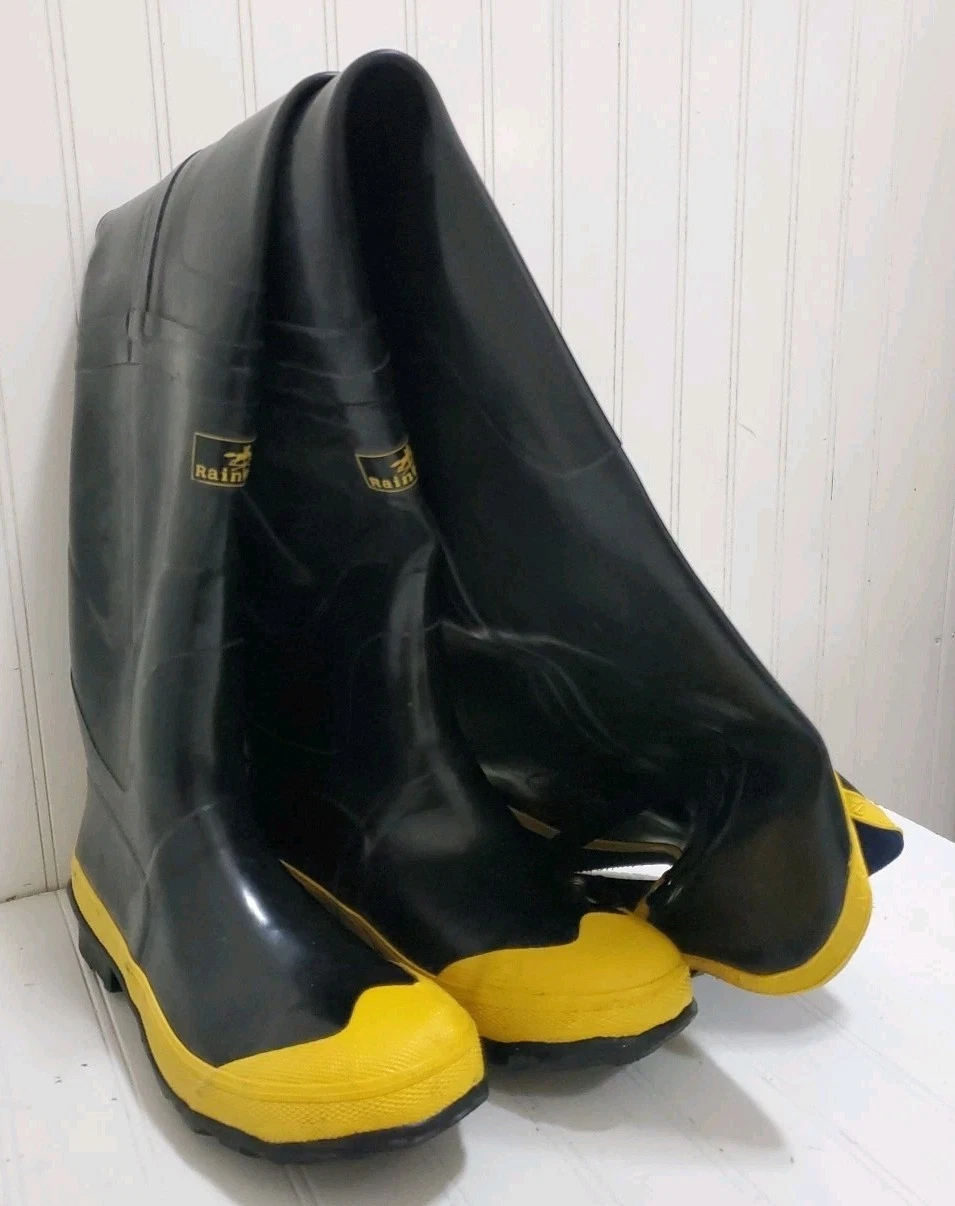 RAINFAIR Steel Shank & Toe Waders Mens Size 8 Rubber Fishing Hunting Rain Boots