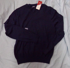 Mens IZOD Small Navy Blue V-Neck Sweater NEW MSRP 55.00  Wool Blend