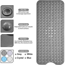 Bathtub Shower Mat Extra Long Strong Suction Anti Mold Rubber Bathroom Rug UK