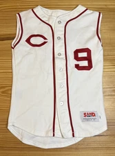 Vintage Cincinnati Reds Sand Knit Embroidered Sleeveless Jersey #9 YOUTH M