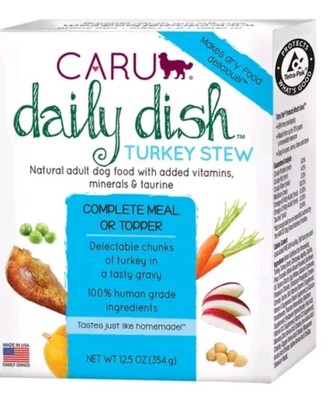 CARU Daily Dish Turkey Stew for Dogs, 12 oz Pack Of 8 Complete Meal Or Topper