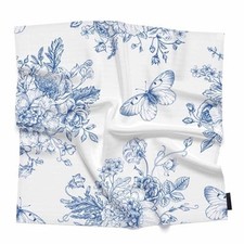 Saint Patrick Day Head Scarf Silk Feel Like Green Clover Blue Bouquet Flowers