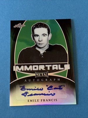 2015-16 Leaf Immortals EMILE ''THE CAT'' FRANCIS Green Prismatic AUTO # 2/3