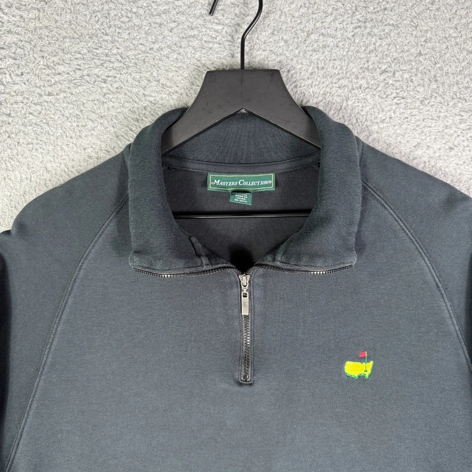 Pulôver masculino Masters Augusta National Collection médio 1/4 zíper jaqueta preta - Imagem 2 de 4