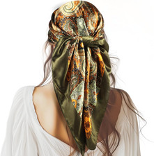 35  Large Square Satin Head Scarf - 1Pcs Satin Hair Scarf Silk Bandana Head Wrap