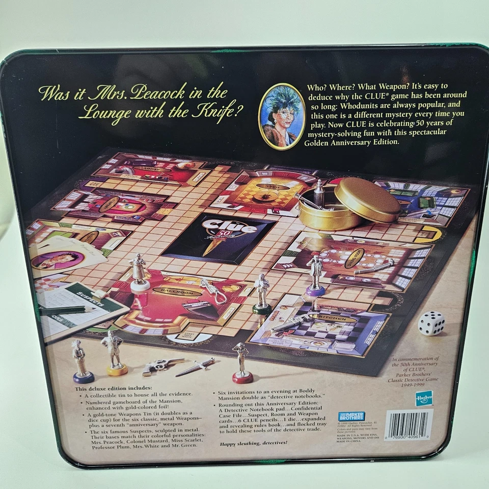 CLUE 50th Anniversary Edition TIN BOX Game 1998 Parker Brothers Hasbro NEW - Image 2 of 4