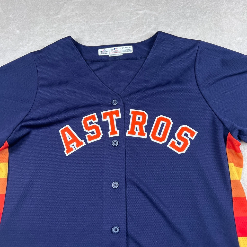Camiseta Majestic Houston Astros Jose Altuve #27 para mujer 2XL azul marino naranja Coolbase Foto 2 de 4