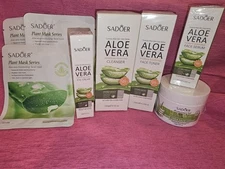 SADOER ALOE VERA SKINCARE LOT CLEANSER TONER CREAM EYE CREAM MASKS SET NEW