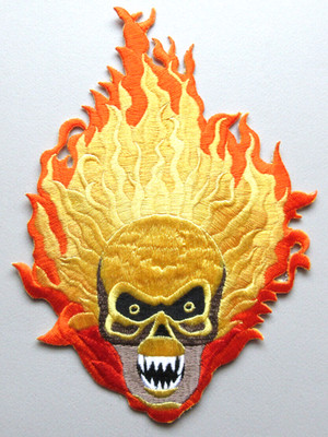  FLAMING EVIL SCARY SKULL VEST JACKET CLOTHING EMBROIDERED SEW ON PATCH