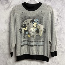 Vintage 80s Disney Mickey Minnie Mouse Sweatshirt Adult Medium 21x24 Gray