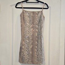 Urban Outfitters Snake Print Mesh Mini Dress Adjustable Straps Beige Brown L