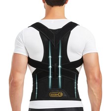 Back Brace and Posture Corrector for Men Women Adjustable XX-Large, Black