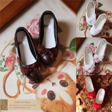 1/4 1/3 Dreamy Lace Bow Deco Low Heels Multi-colors Shoes Fit BJD Doll
