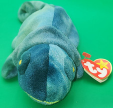 TY Beanie Baby - RAINBOW the Chameleon dark blue  9 inch 