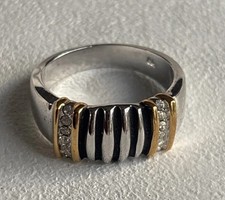Park Lane Enhance Ring Gold Silver Two Tone Rare Size 9 Simple Bold Style