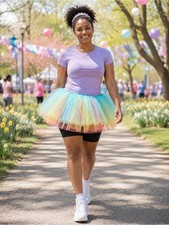 Women's Rainbow 5 Layer Tutu Skirt for Running, 5K Race Outfit, Princess Dress-U
