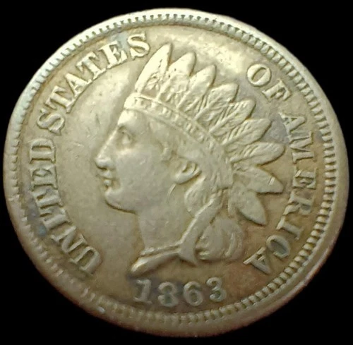 1863 CN Indian Cent XF condition! Full Liberty!