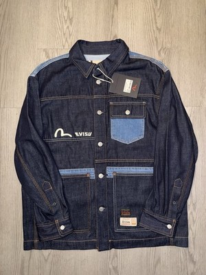 Evisu Handwritten Embroidered Logo Denim Shirt Jacket S