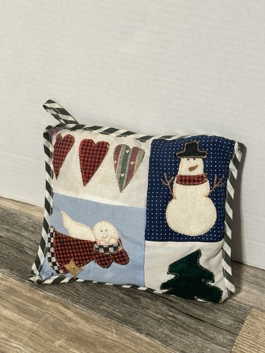 Handmade Decorative Christmas Pillow 8.5 X8.5 Red Green - Picture 2 of 5