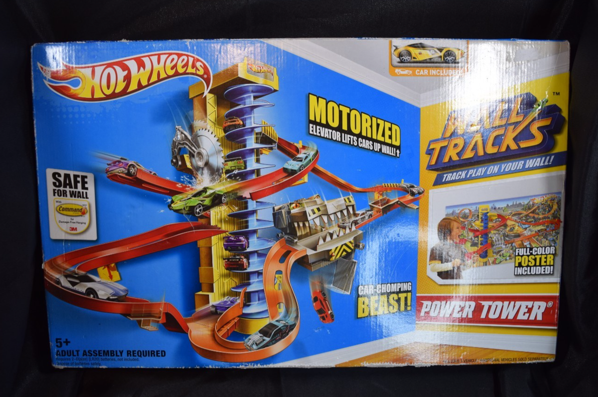 Hot Wheels Power Tower Track Set w Wall Tracks Motorized Elevator