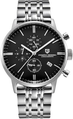 Pagani Design PD-2720K Chronograph 100m Waterproof Uhr - Black & Silver Face