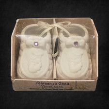 Precious Moments by Enesco Porcelain Birthstone Baby Shoe Box Amethyst 1999