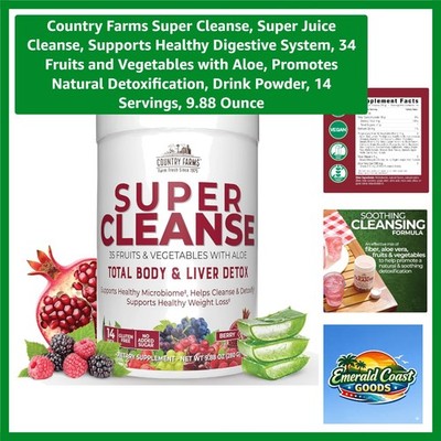 Super Cleanse Juice Powder - 34 Superfoods for Gentle Detox & Digestive Wellness