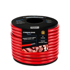 8 AWG Single Conductor Marine Grade Wire Tinned Copper-OFC - 50 feet - Red