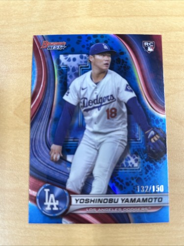 Yoshinobu Yamamoto [Blue Refractor] #34 2024 Bowman's Best card